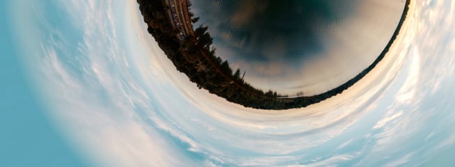 fisheye view of city and sky